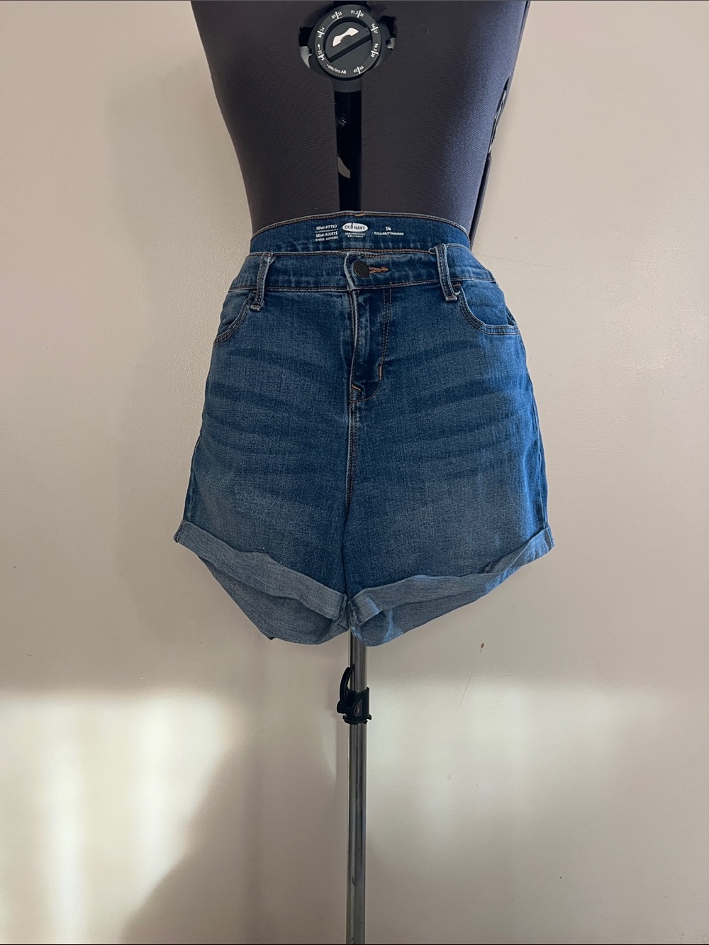 Old Navy Dark Blue High-Rise Rolled-Hem Denim Shorts